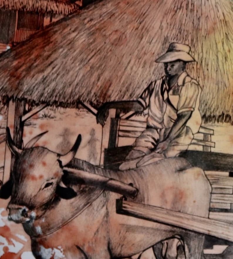Detail of a person at work using traditional tools